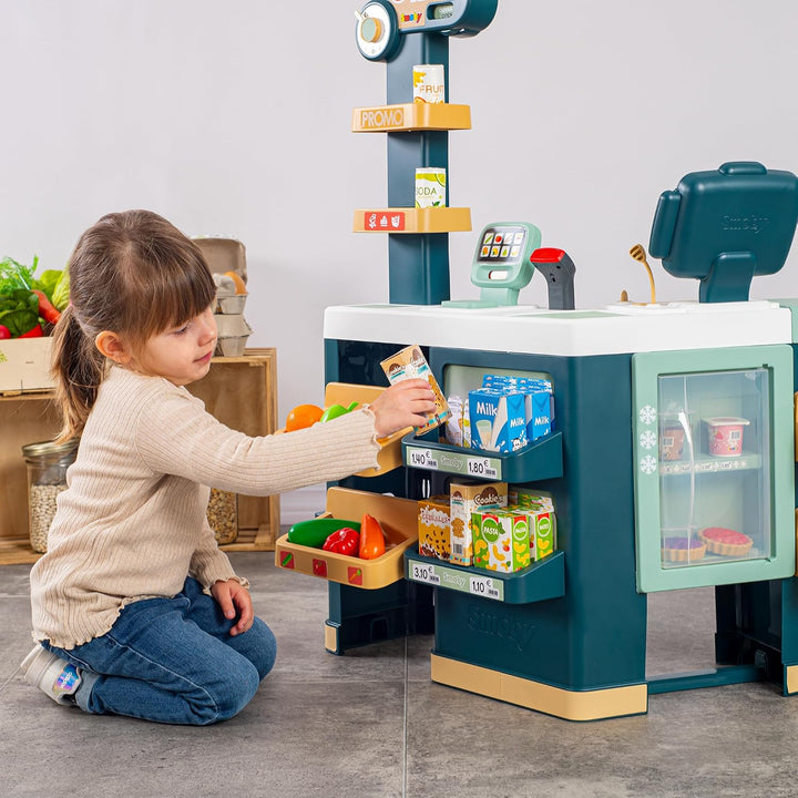 Smoby – Supermarkt Maxi mit Einkaufswagen – moderner Kaufladen für Kinder – Regale, Gemüse, Obst – K