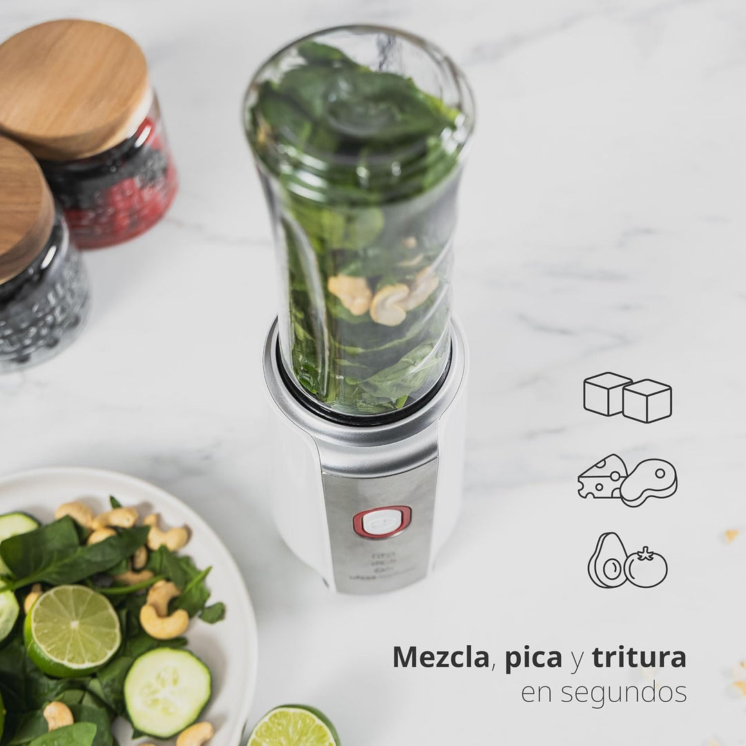 Ufesa Nutrifusion Tragbarer Personal Blender mit 500 W Leistung, 4 Edelstahlklingen, geeignet zum Ze