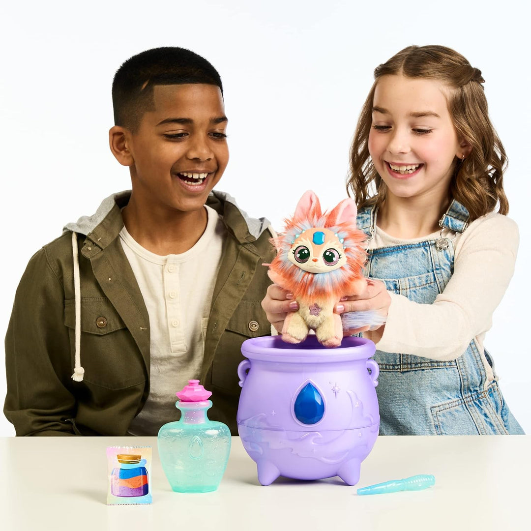 Magic Mixies Color Surprise Zauberkessel mit Plüschfigur, 6 verschiedenen Farbwechsel-Überraschungen
