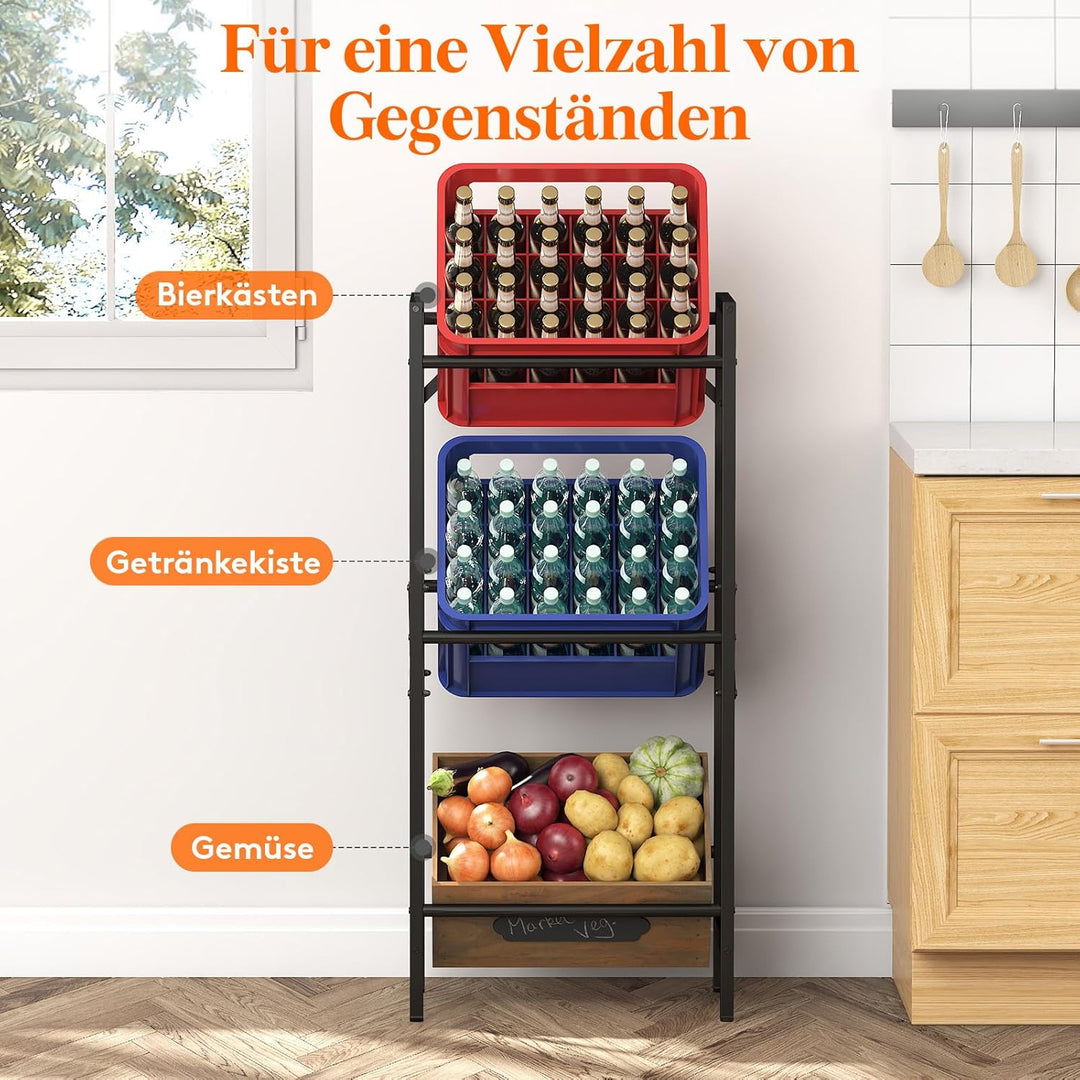 Lifewit Getränkekistenregal 3 Kisten hoch, Stabiles Kistenregal Metall trag. 450 kg, platzsparendes