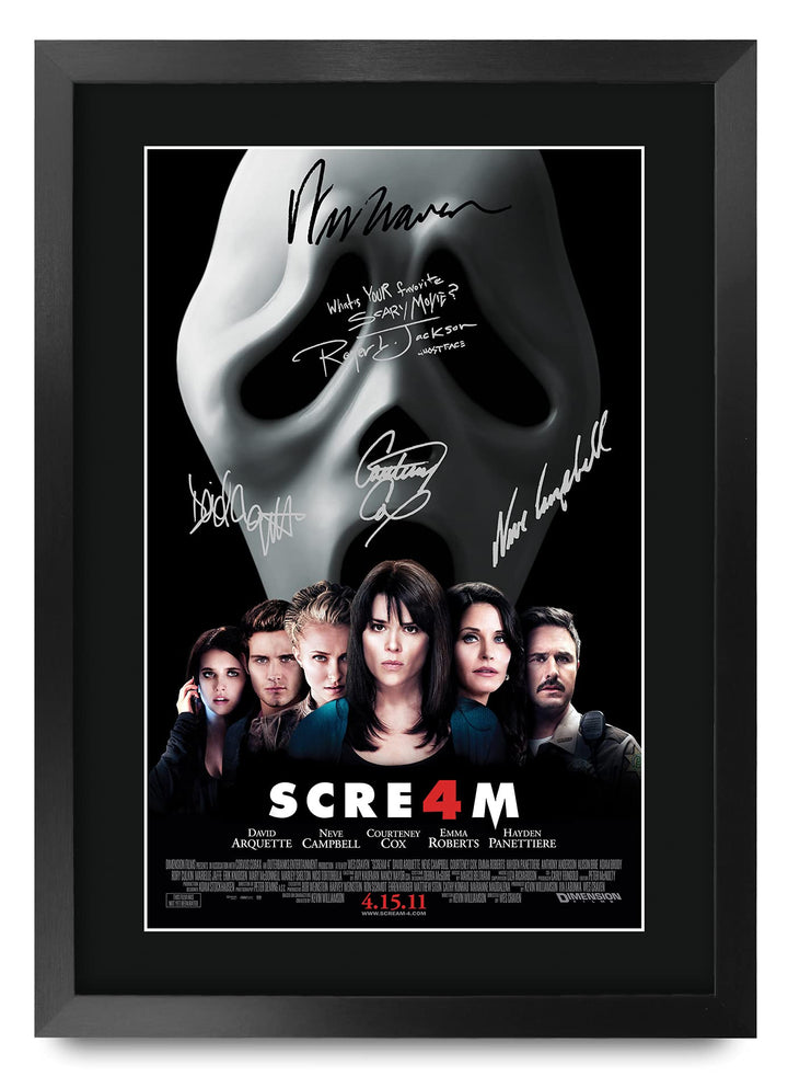 HWC Trading FR A3 Scream 4 Gifts Poster, signiertes Autogramm-Bild für Film-Erinnerungsstücke, gerah