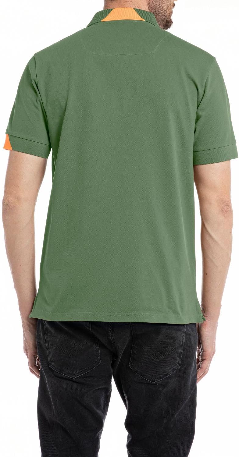 REPLAY Herren Poloshirt Kurzarm mit Stretch M Army Green 837, M Army Green 837