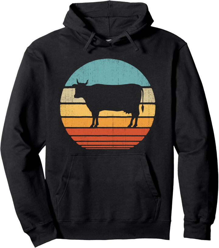 Cow Retro Vintage Style 60s 70s Farm Gifts Men Women Farmer Pullover Hoodie