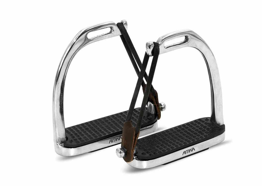 AMKA Sicherheitssteigbügel Edelstahl mit Gelenk Flexible Bügel 10 cm 12 cm 13 cm Trittfläche, 12