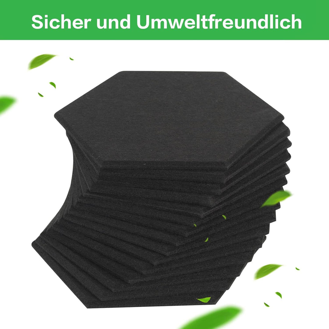 Rdutuok 12 Stück Selbstklebend Akustik Panel,30x26x1cm Hexagon Akustik Absorber Schallschutzplatten