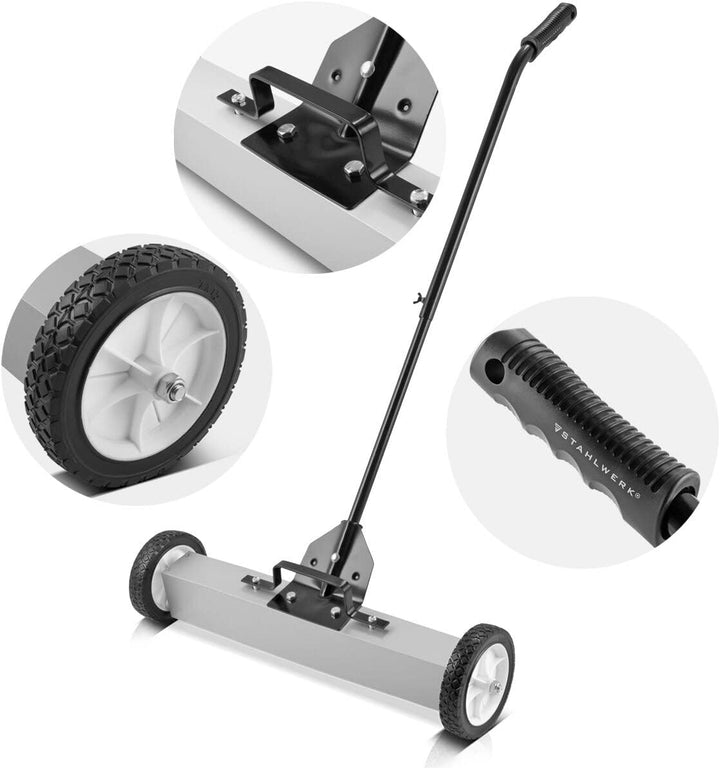 STAHLWERK Magnet-Bodenkehrer MBK-24 ST mit 610 mm Breite und 17,5kg Fassungsvermögen, Magnetbesen/Sp