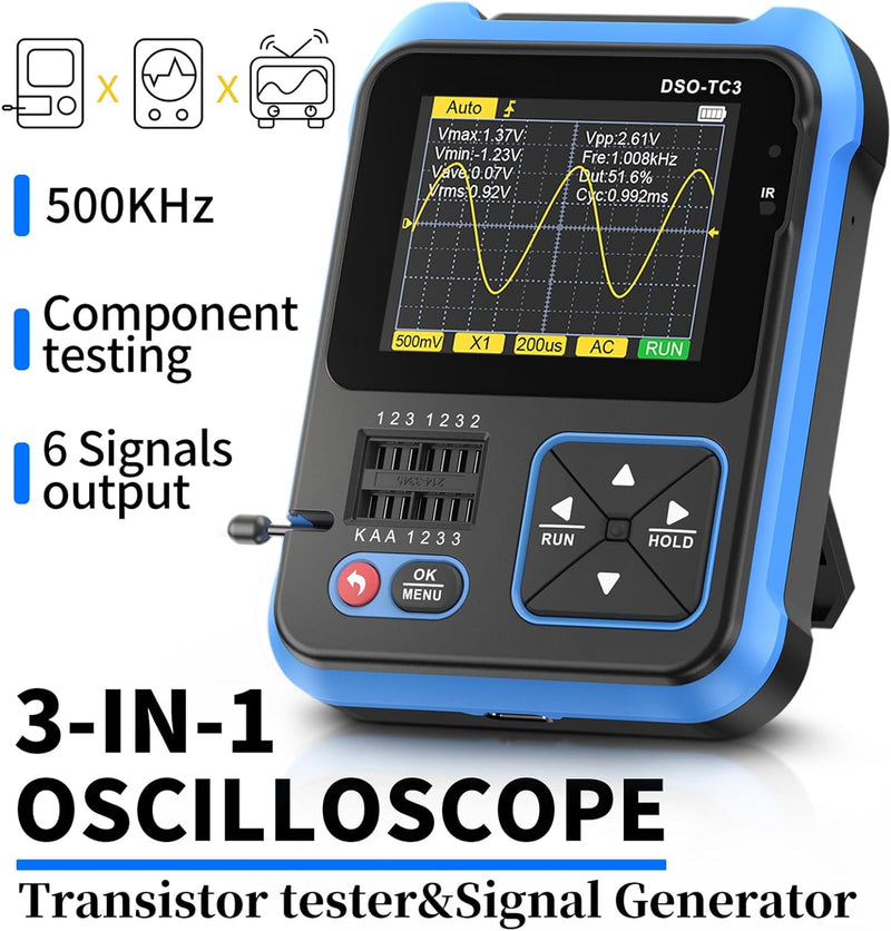 Jadeshay Oszilloskop, DSO-TC3 3-in-1 tragbares digitales Handoszilloskop, Transistortester und Signa