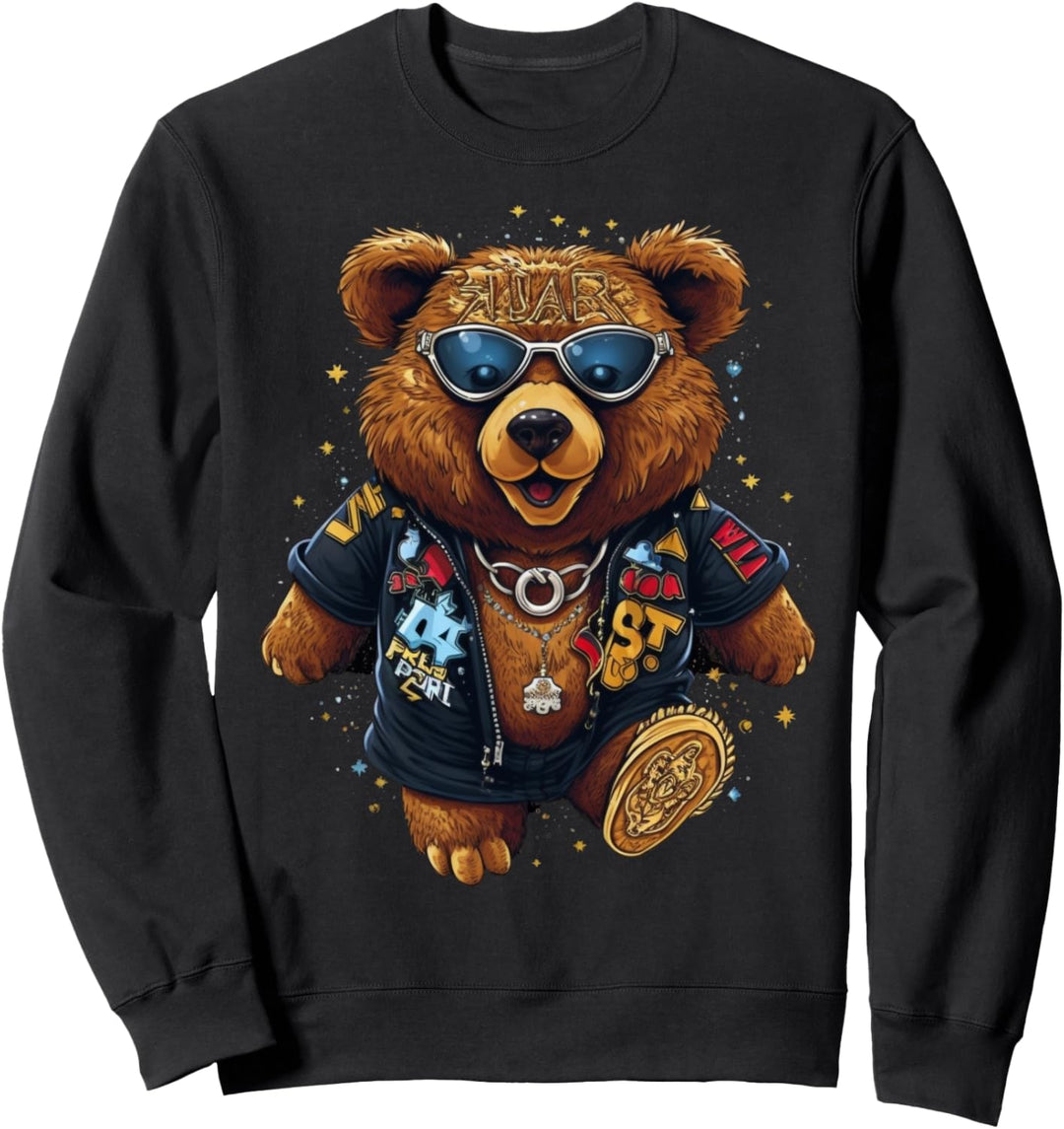 Cooler lustiger brauner Teddybär mit Sonnenbrille Zookeeper Tier Sweatshirt