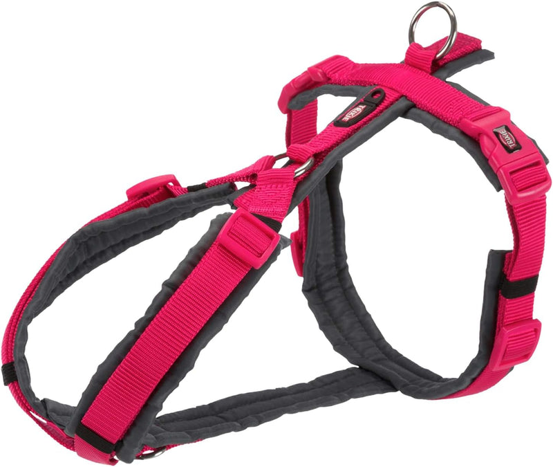 TRIXIE New Premium Trekking Geschirr, S-M: 44-53cm/20mm, Fuchsia/Graphit, Hund Fuchsia/Graphit S-M,