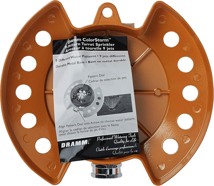 Dramm Colorstorm 9-pattern Turret Sprinkler mit widerstandsfähigen Metall Boden Orange, Orange