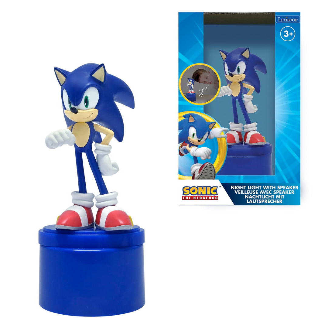 Lexibook, SEGA Sonic The Hedgehog, Nachtlicht mit Lautsprecher, Weiches Licht, Batteriebetrieben, Bl
