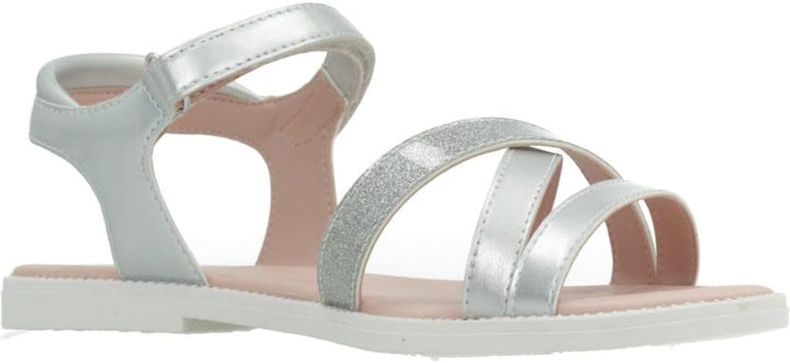 Geox Mädchen J Karly Girl Sandal 24 EU Silber, 24 EU Silber