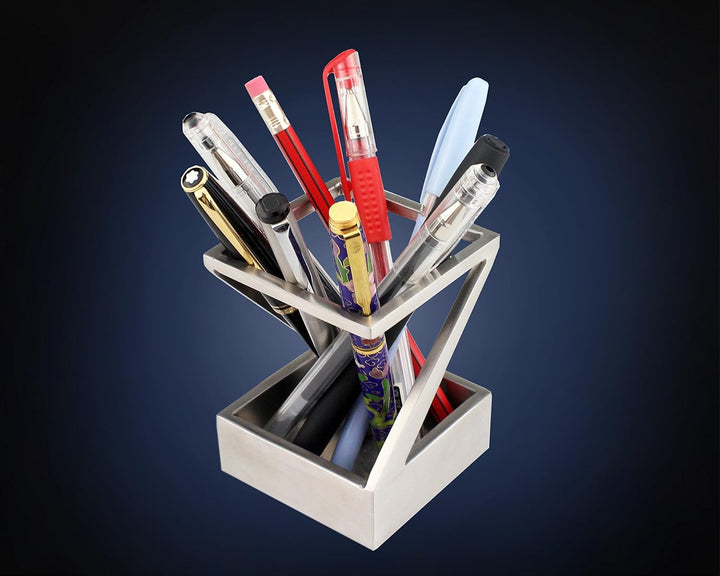 ArtsOnDesk Moderne Kunst Stiftehalter St203 Edelstahl Satiniert Stifteköcher Stiftebecher Stiftablag