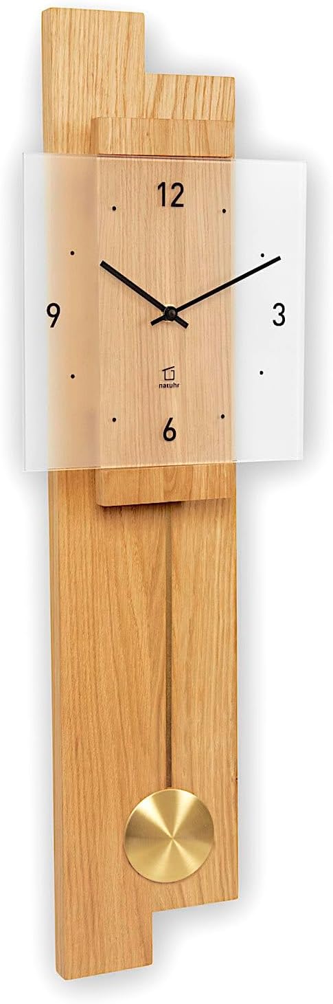 Natuhr Pendeluhr Holz Eichwald geräuscharm Massivholz Eiche Mineralglas U.T.S. Uhrwerk Made in Germa