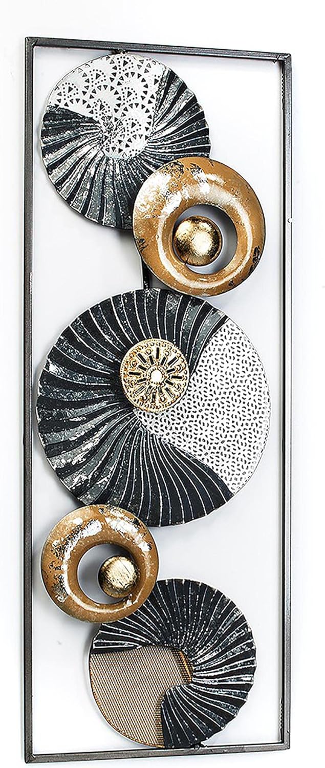 Kobolo Wandbild Wanddeko Metallbild 3D-Bild - SEASHELL -anthrazit weiss gold- ca 28x75 cm