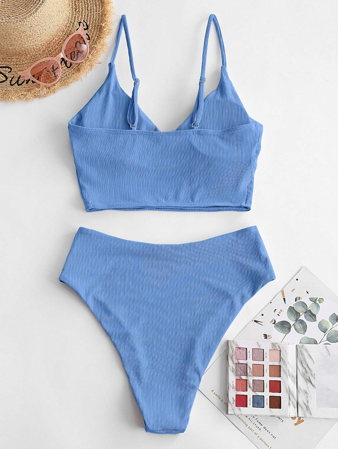 ZAFUL Gerippt Fest Chorhemd Hohes Bein Schnitt Hohe Taille Tankini Set Gepolstert Zwei Stücke Badean