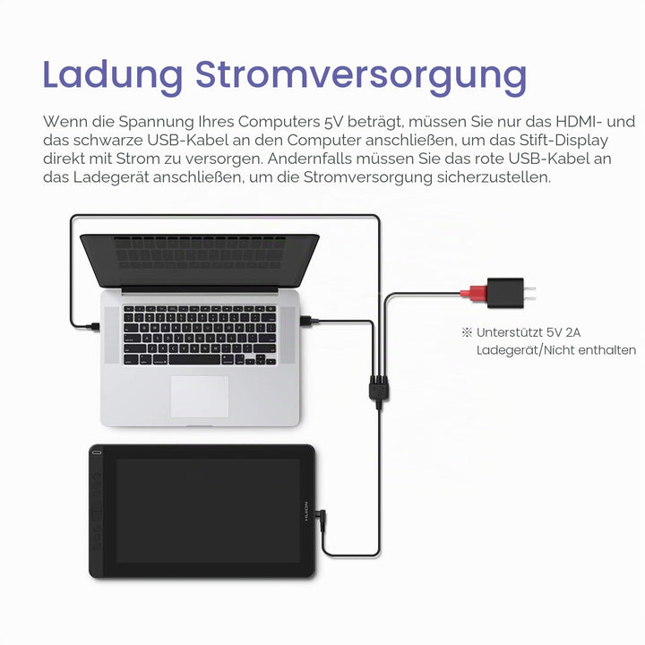 HUION 3-in-1 Typ-C-Kabel für Huion KAMVAS 12 13 16(2021) Drawing Mornitor mit HDMI, Strom- und USB-K