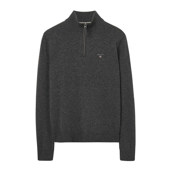GANT Pullover Lammwolle Herren Half Zip Troyer - Grau XL 2XL 4XL 5XL Übergrossen Grösse 5XL