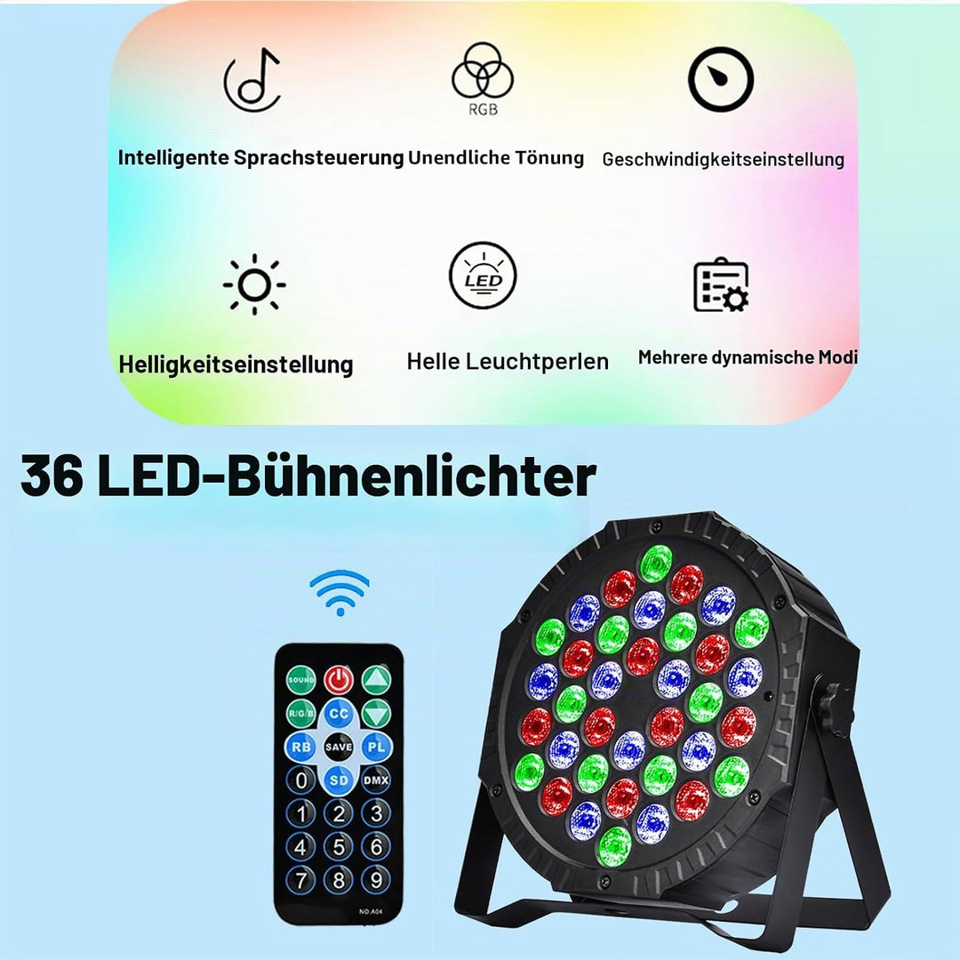 LED Par Strahler 36 LED Bühnenlichter RGB Partylicht mit Fernbedienung LED Disco Licht Lichtshow für
