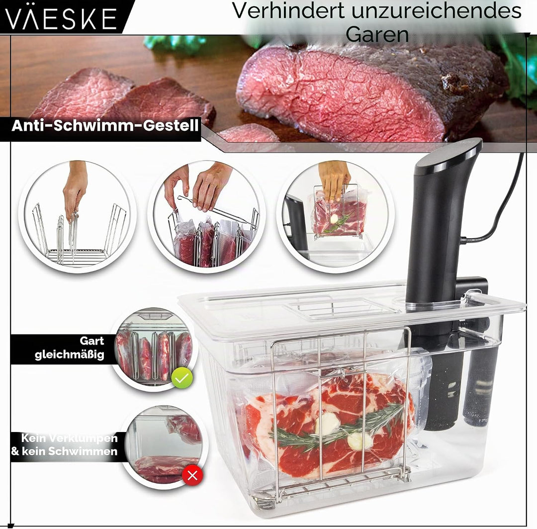 Väeske Isolierter Sous-Vide-Behälter mit Deckel und Gestell – Passend für die Meisten Sous-Vide- Gar