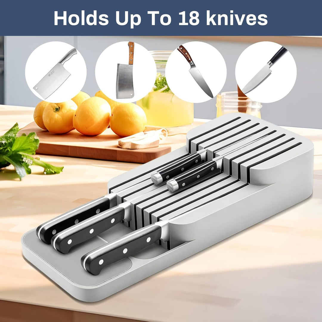 Zweistufiges Design Schubladenaufbewahrung Messer Mit Schlitzen Versehen Schublade Organizer Messerb