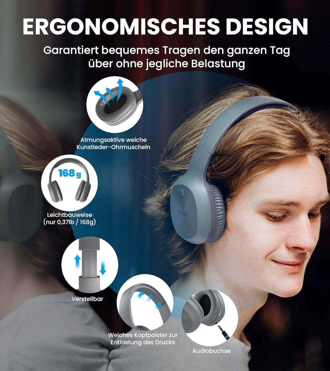 EDIFIER W600BT Bluetooth-Headset (Bluetooth V5.1) - Kabellose Over-Ear Kopfhörer mit bis zu 30 Std.