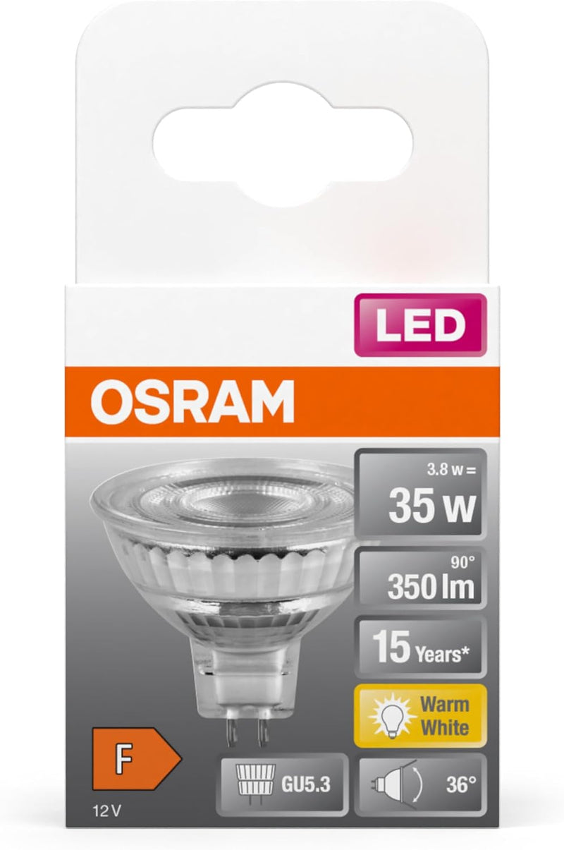 OSRAM Star Reflektor LED-Lampe für GU5.3-Sockel, klares Glas ,Warmweiss (2700K), 345 Lumen, Ersatz f