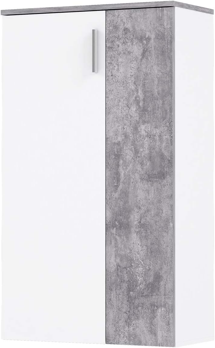 möbelando Schuhschrank Schuhkommode Flurschrank Kommode Anrichte Schrank Gretna I Weiss/Beton Beton/