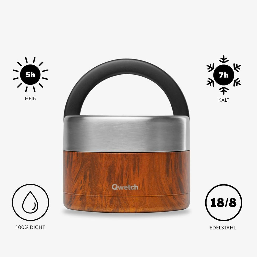 QWETCH - Thermobehälter für Essen mit Griff - 650ml Trinken - Lunchbox Edelstahl Isotherm - 5h Heiss