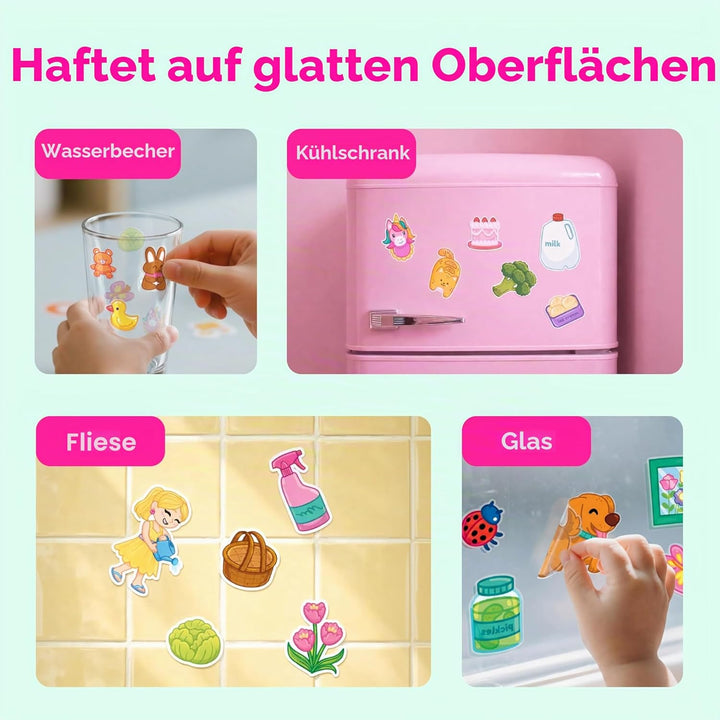Klever Kits Wiederverwendbares Stickerbuch 3D-Stickerbücher für Kinder, tragbar, wasserdicht, geeign