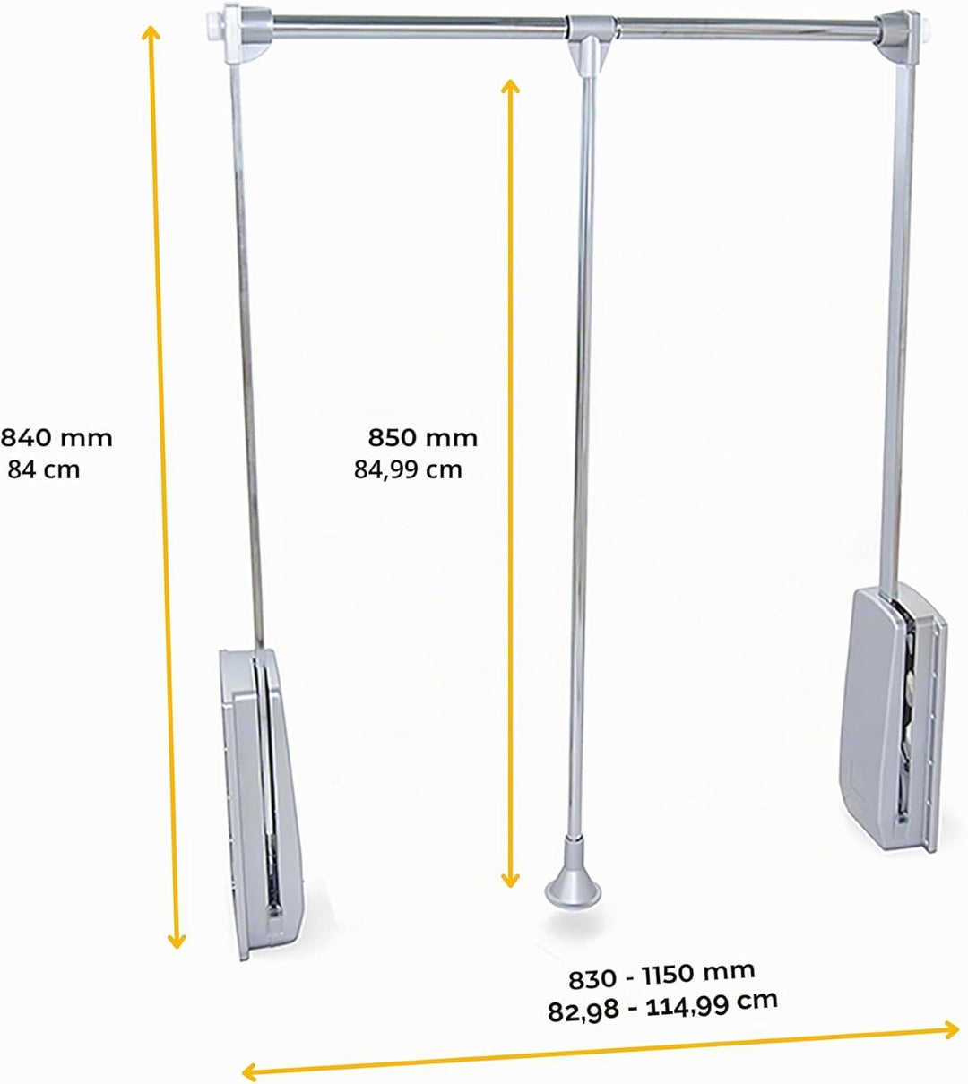 Emuca - Kleiderlift für Schrank, Ausziehbarer Kleiderlift 830-1150mm Breite, Schrankinnenseiten Mont