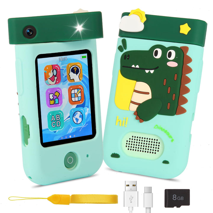 Kinderkamera Spielzeug mit 180° Drehobjektiv, Kinder Handy Smartphone mit 2.8 inch Touchscreen & Sil