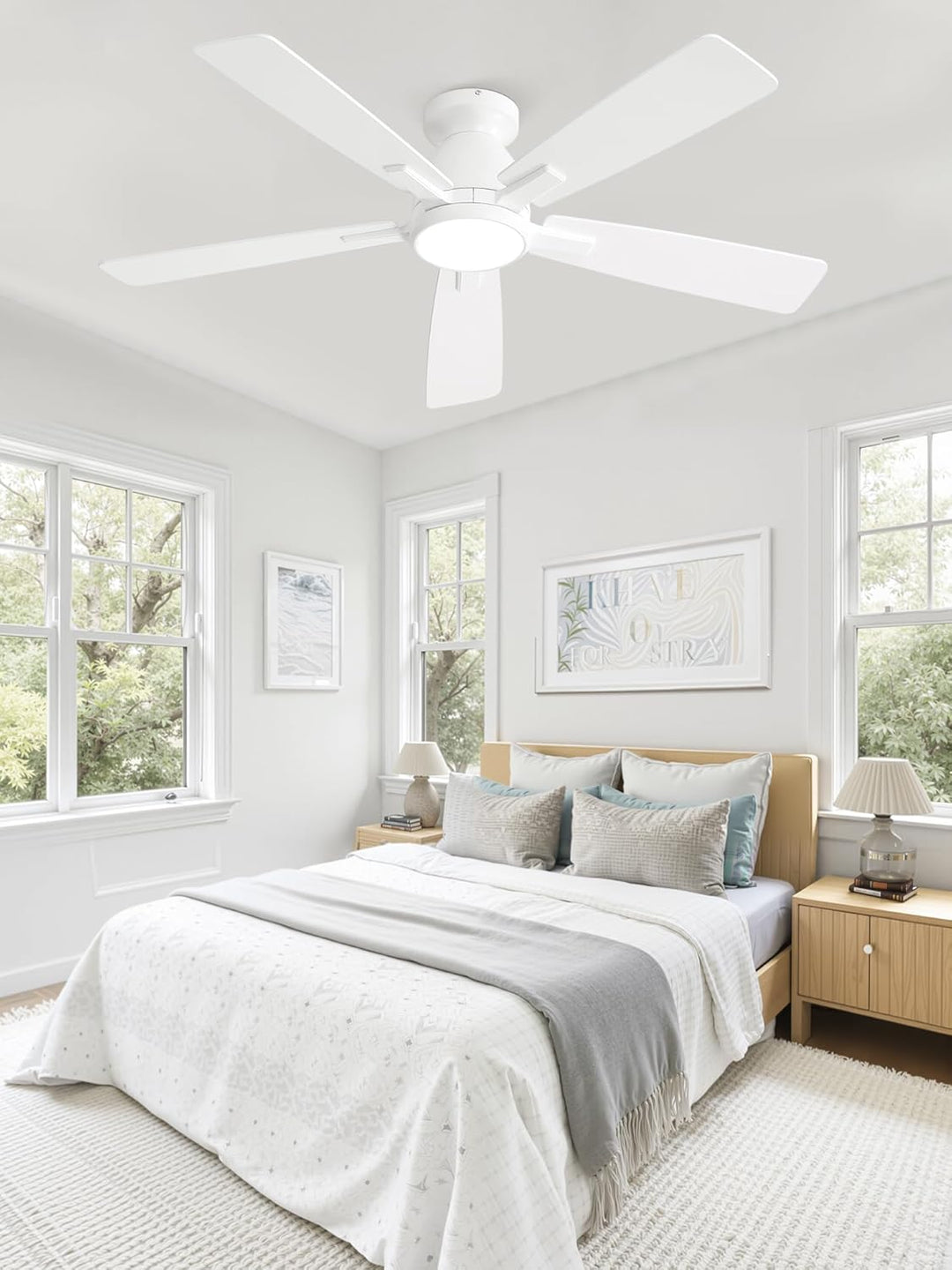 ZMISHIBO Deckenventilator mit Beleuchtung Ø117 cm,Leiser & Reversibler DC-Motor,Einstellbares LED 30