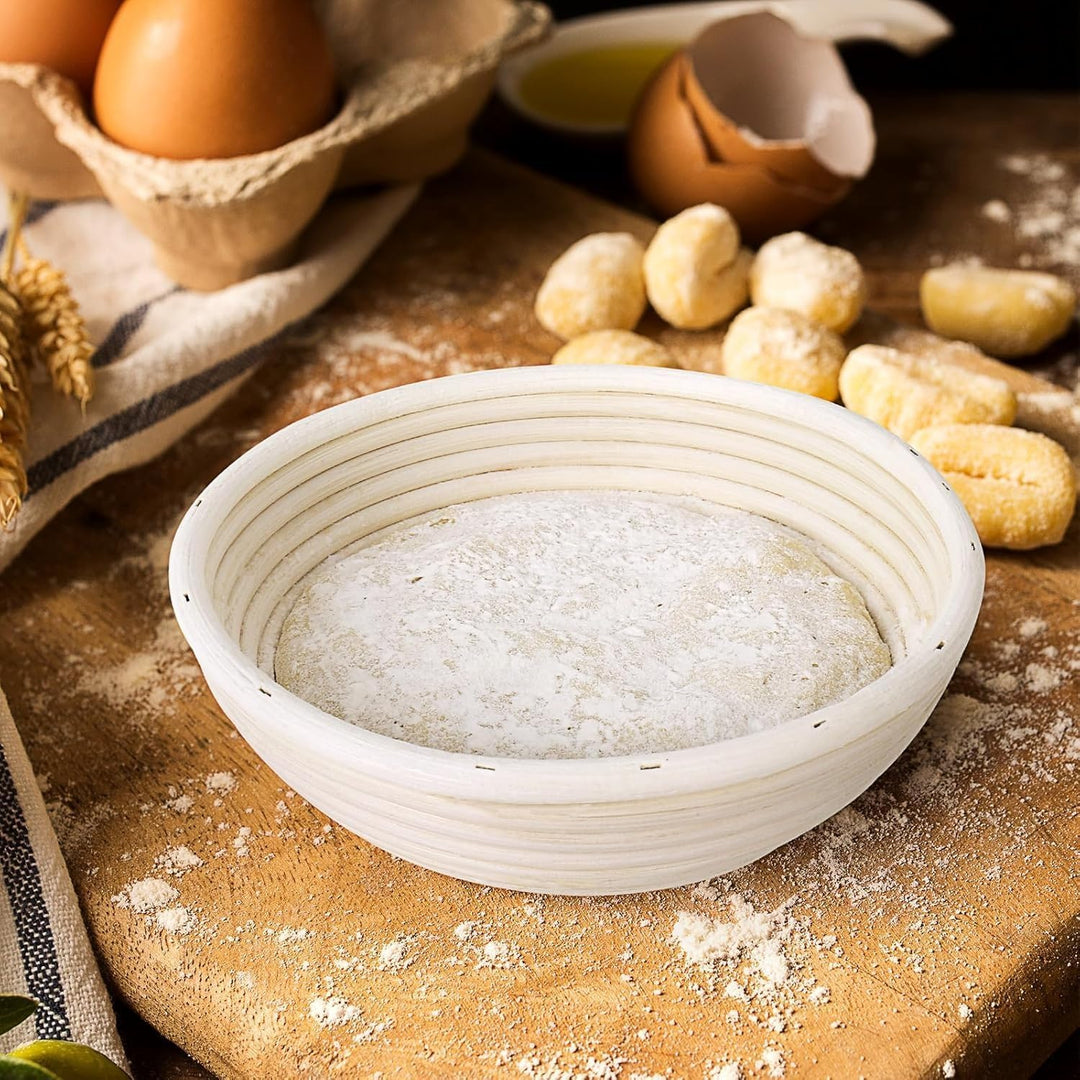 Gärkörbchen Rund aus 6 Stück, Mini Brot Backen mit Gärkörbchen Set, 6 Zoll Kleine Banneton Körbe, Zu