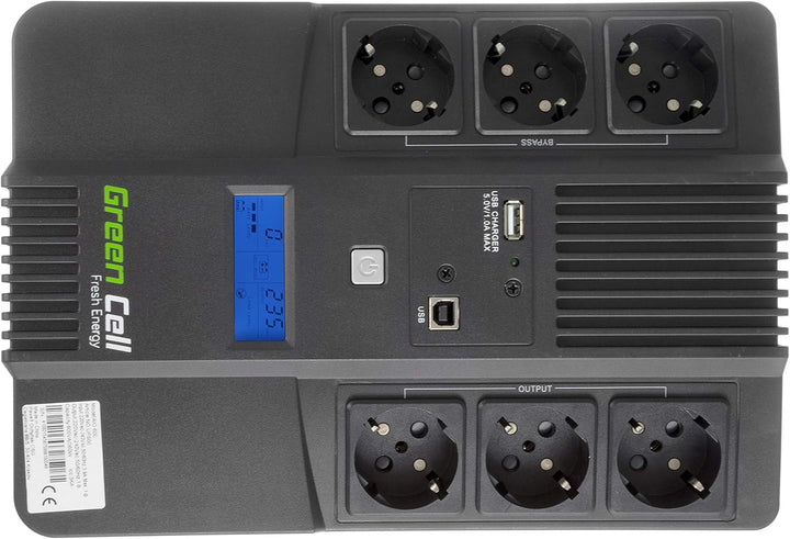 Green Cell AiO 800VA 480W Überspannungsschutz 230V schwarz