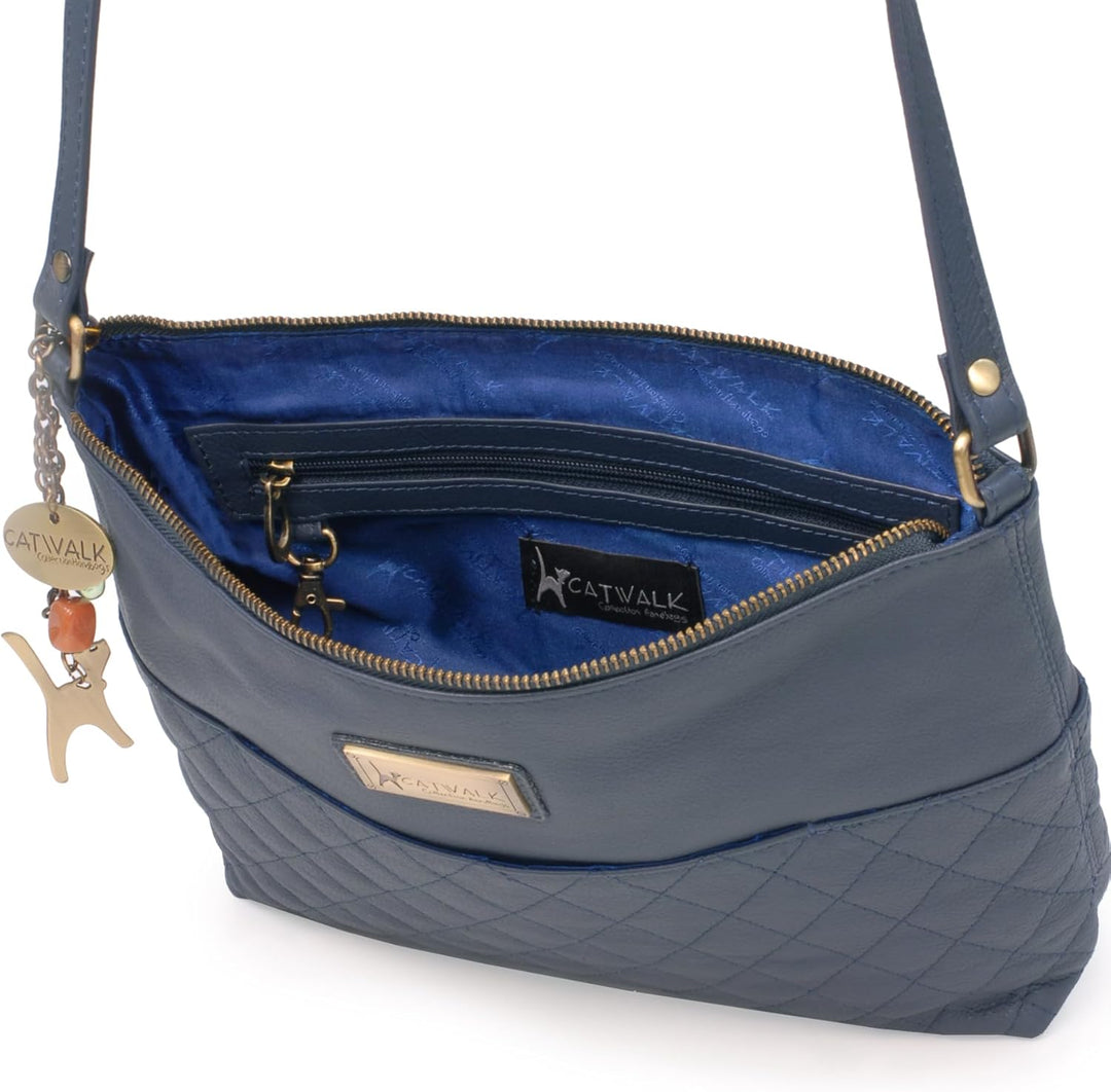 Catwalk Collection Handbags - Damen Umhängetasche Mittelgross - Crossbody Bag/Handtasche - Gesteppte