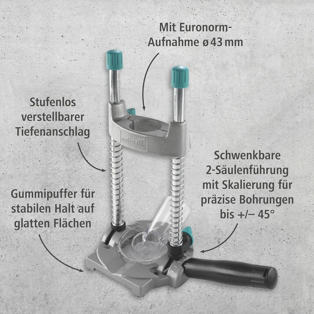 wolfcraft Tecmobil Bohrständer 4522000 | Mobiler Bohrhelfer für präzises Freihandbohren an Wänden, S