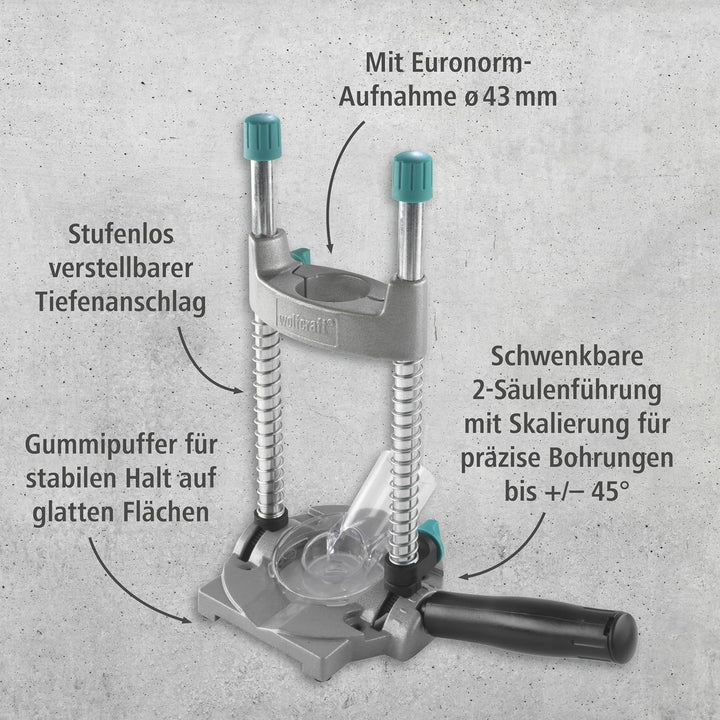 wolfcraft Tecmobil Bohrständer 4522000 | Mobiler Bohrhelfer für präzises Freihandbohren an Wänden, S