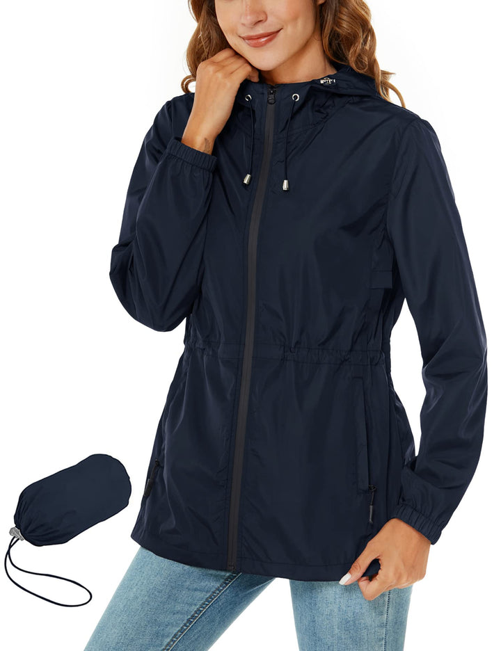 Rapbin Regenjacke Damen Wasserdicht Atmungsaktiv Leicht Outdoorjacke Windbreaker Packbare Regenmante