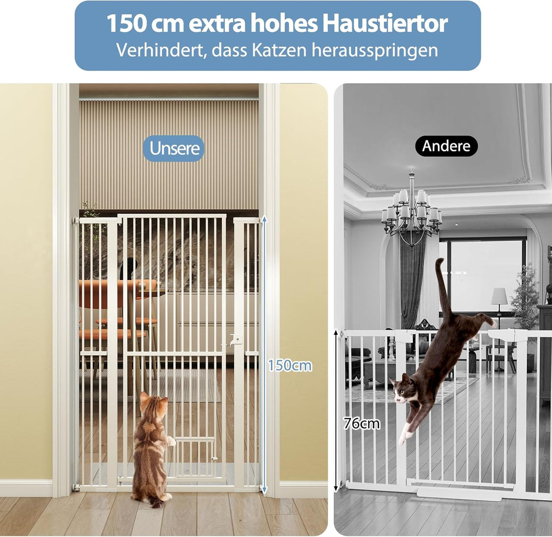 COSTWAY Türschutzgitter Hunde, Absperrgitter ganz hoch, 77-104 cm x 150 cm, Schutzgitter mit Kleiner