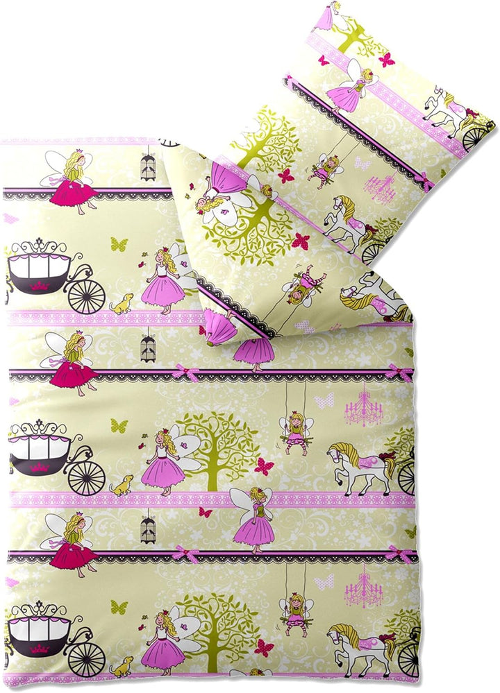 CelinaTex Biber Kids Bettwäsche 135 x 200 cm 2teilig Baumwolle Biber Elfe Fee Mädchen rosa pink grün