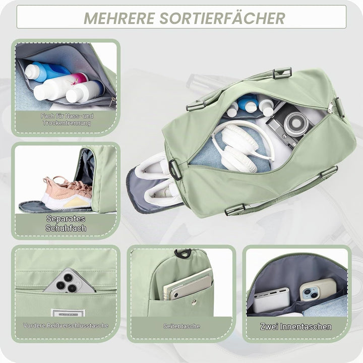 HYC00 Sport Duffel Bag Damen Sporttasche für Damen Herren mit Nassfach &amp; Schuhfach, Reisetasche Hand