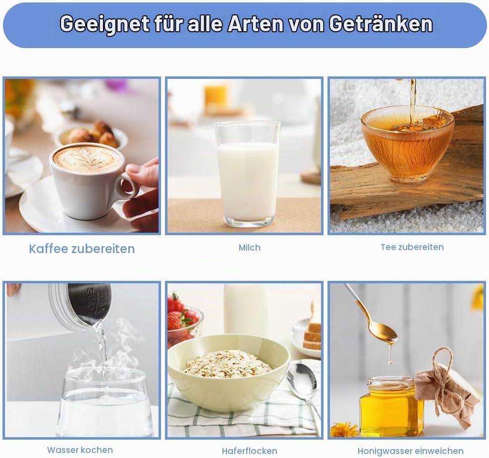 Aoreun Kleiner Tragbarer Wasserkocher, 400ml Tragbarer Elektrischer Wasserkocher, Mini Thermoskanne