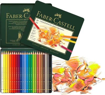 Faber-Castell 110024 - Künstlerfarbstift, 24 Polychromos Metalletui Metalletui 24-teilig, Metalletui