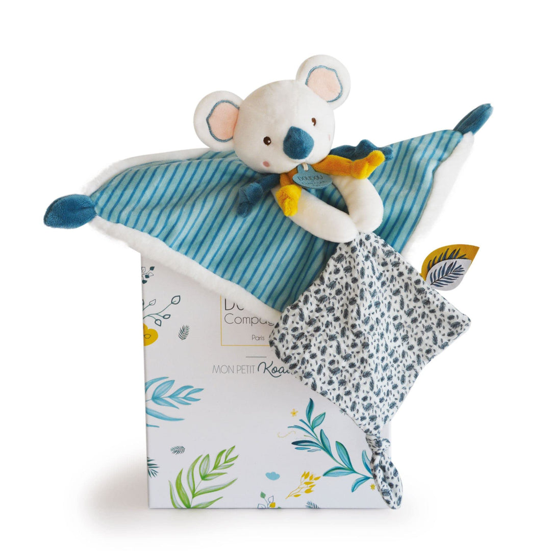 Doudou et Compagnie DC3668 Schmusetuch Koala, flach, 25 cm, Blau, Mehrfarbig, Baby