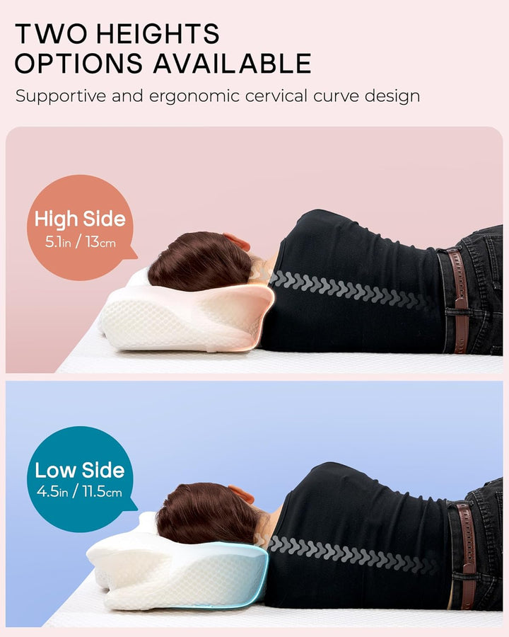 Elviros Orthopädisches Nackenkissen aus Memory Foam, Ergonomisches Kopfkissen Nackenschmerzen, für R