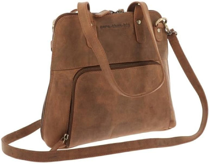 More Than Hip Poppy Handtasche Damen - Retro Tasche aus Öko Leder Schultertasche Umhängetasche Arbei