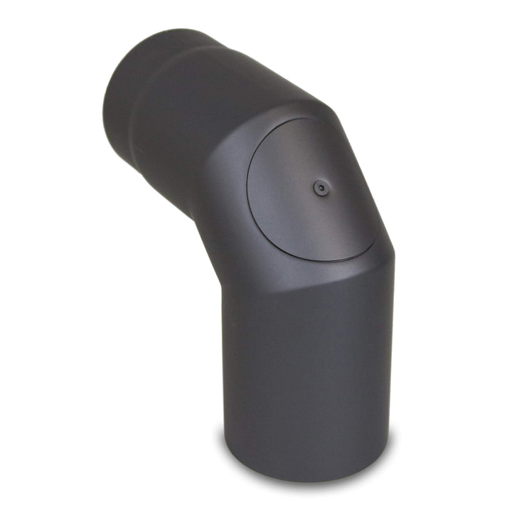 LANZZAS Ofenrohr Bogen 90° mit Tür - im Durchmesser Ø 150 mm - Farbe: gussgrau - Rauchrohr/Knie-Boge