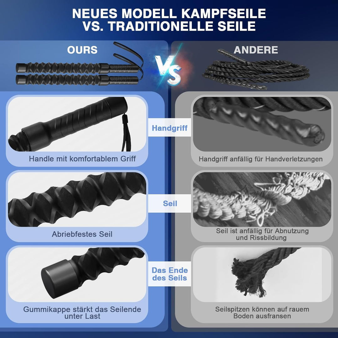 Battle Ropes,Übungsseil Tragbar Fitnessgeräte,Robuste Power Ropes,Noise-free Battle Rope,Einfach zu