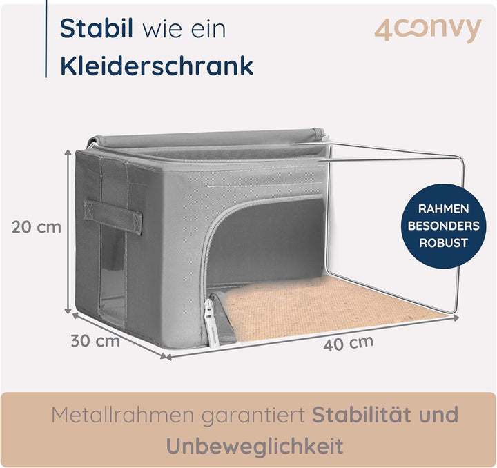 4CONVY feste faltbare Kleideraufbewahrung Box mit Reissverschlüss, Metallrahmen - [2024 VERBESSERTES